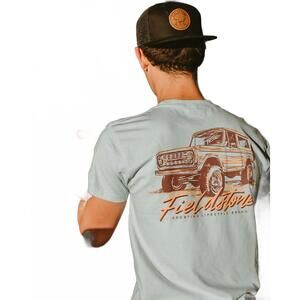 NEW FIELDSTONE neon bronco tee in baby blue